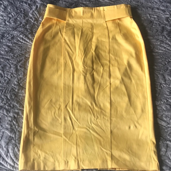 New York and Company Yellow High Waist Pencil Skir - Picture 2 of 7